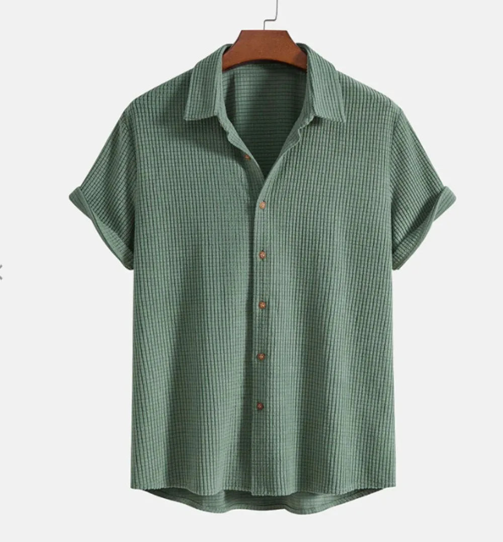 Summer Men's Short Sleeve Solid Color